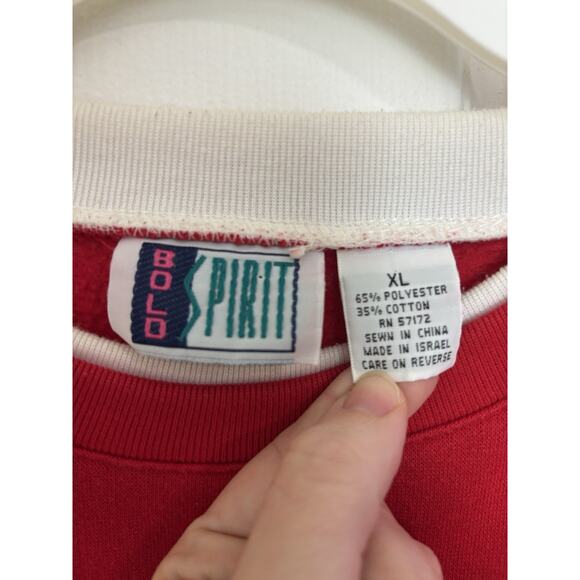 VTG 90s Red Crewneck Sweatshirt Women’s XL Red Grannycore Christmas Holiday - Picture 4 of 5